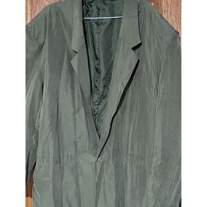 Thach Le Silk Nylon Blend Blazer Jacket Mens XL Green Single Button